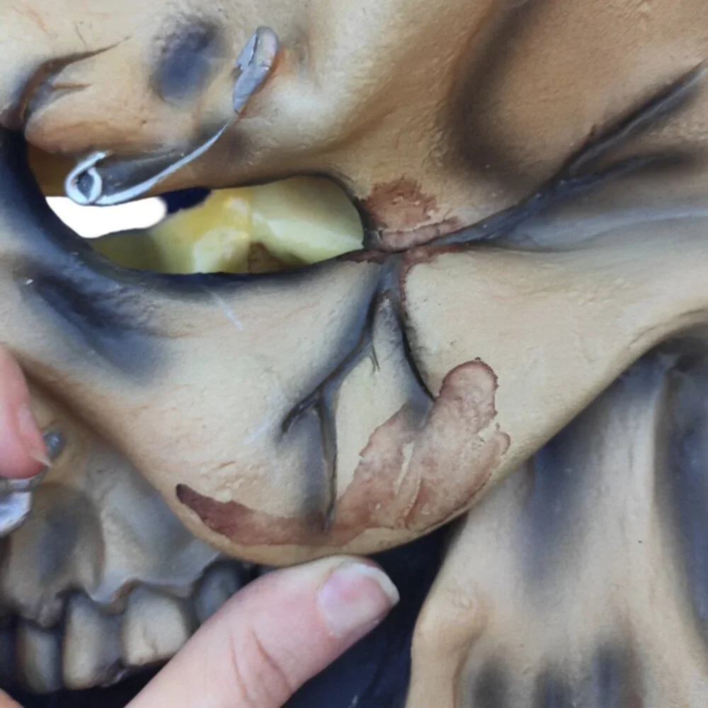 Vintage Latex Full-Face Halloween Mask: Zombie/Undead Punk Rock Mohawk Piercings